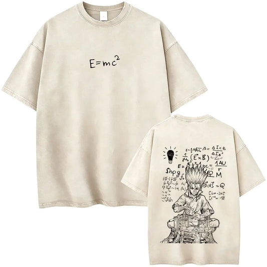 Dr. Stone Senku Ishigami Vintage Washed T-Shirt – Unisex Oversized Manga Graphic Tee