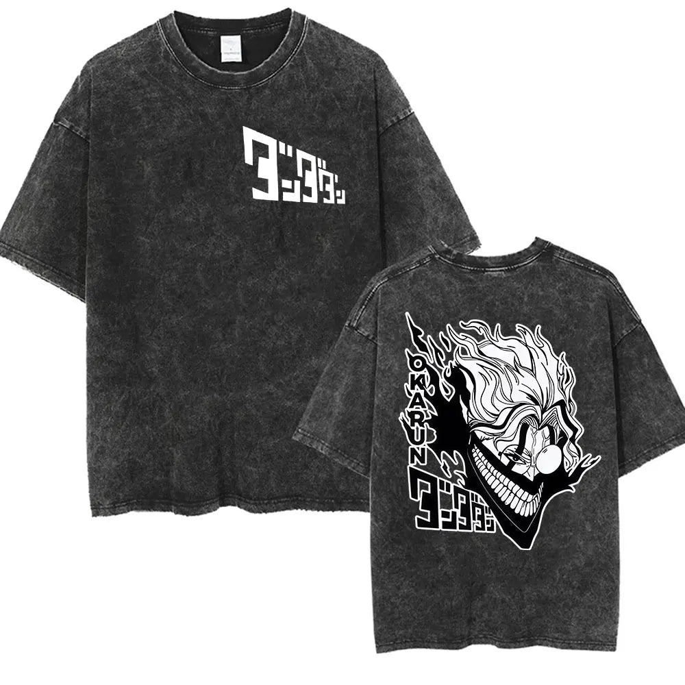 DAN DA DAN Okarun Vintage Washed T-Shirt – Loose Unisex Anime Streetwear Tee Collections