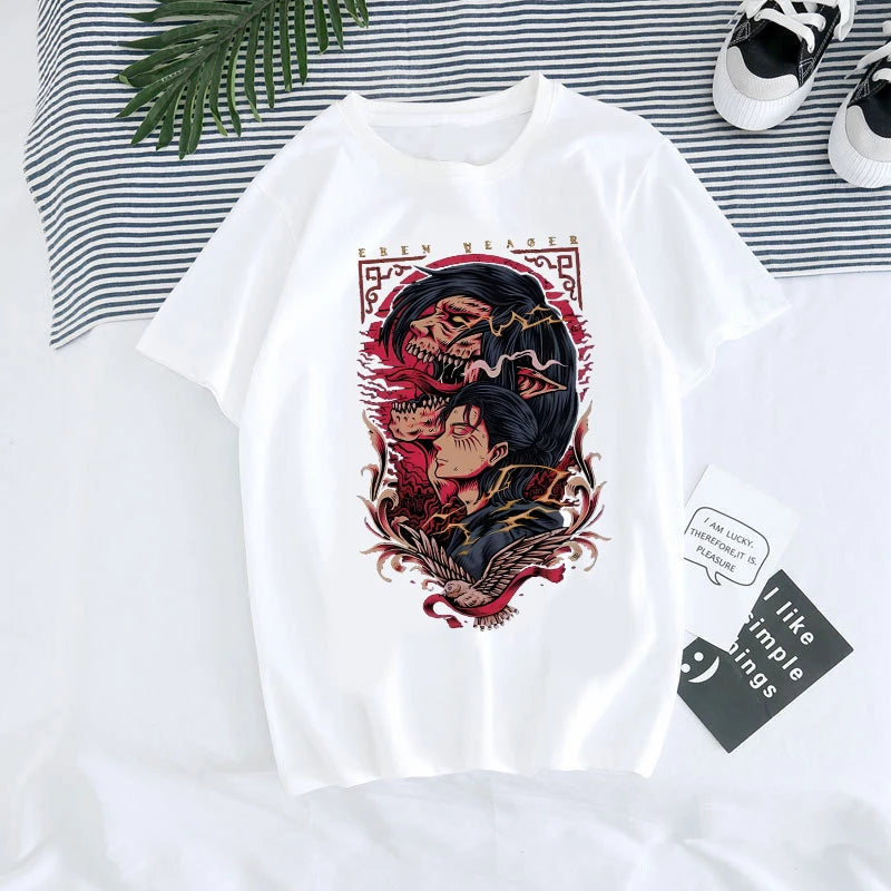 Attack on Titan Anime Graphic T-Shirt – Oversized Unisex Cotton Harajuku Streetwear Tee