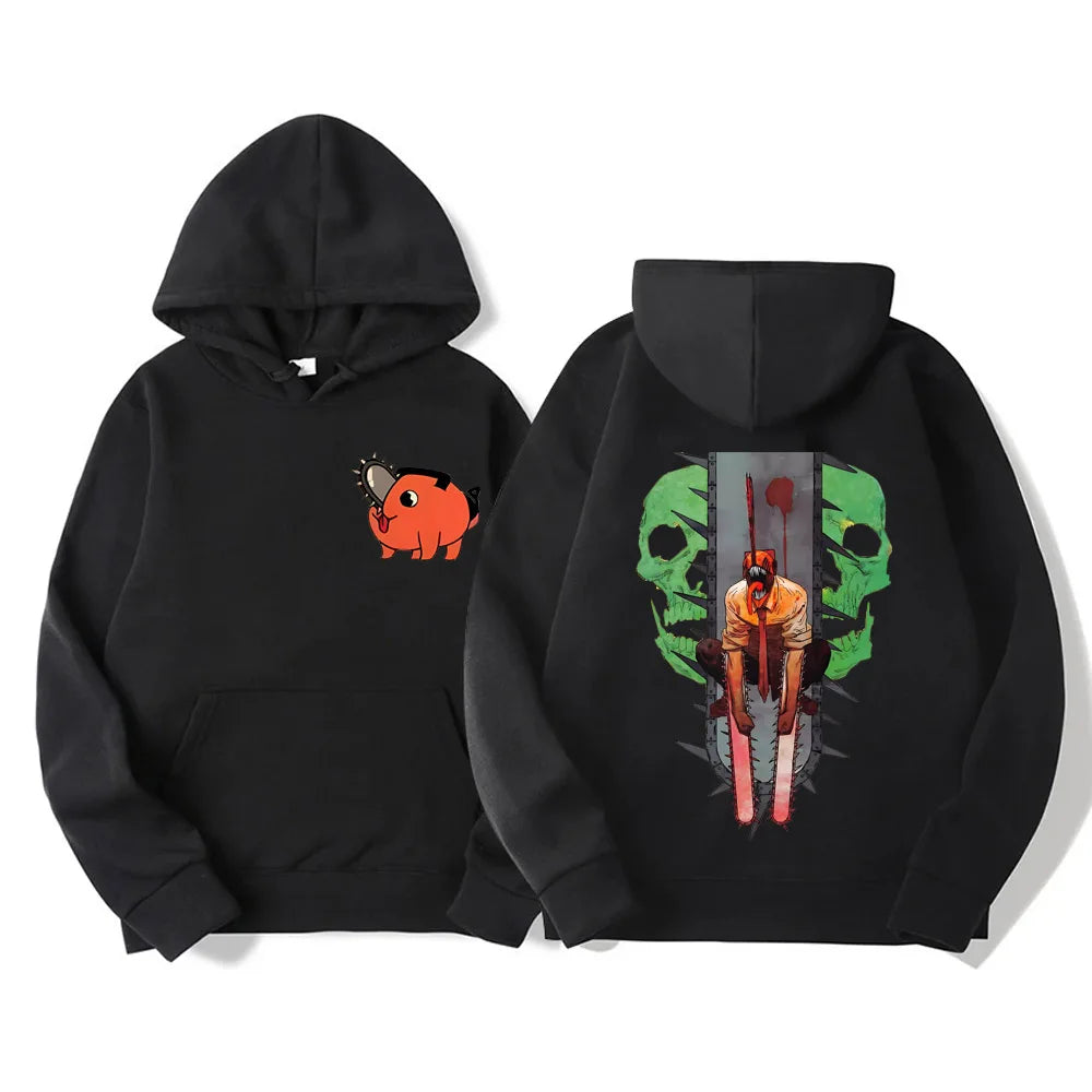 Chainsaw Man Vintage Oversized Hoodie – Unisex Anime Graphic Streetwear Pullover