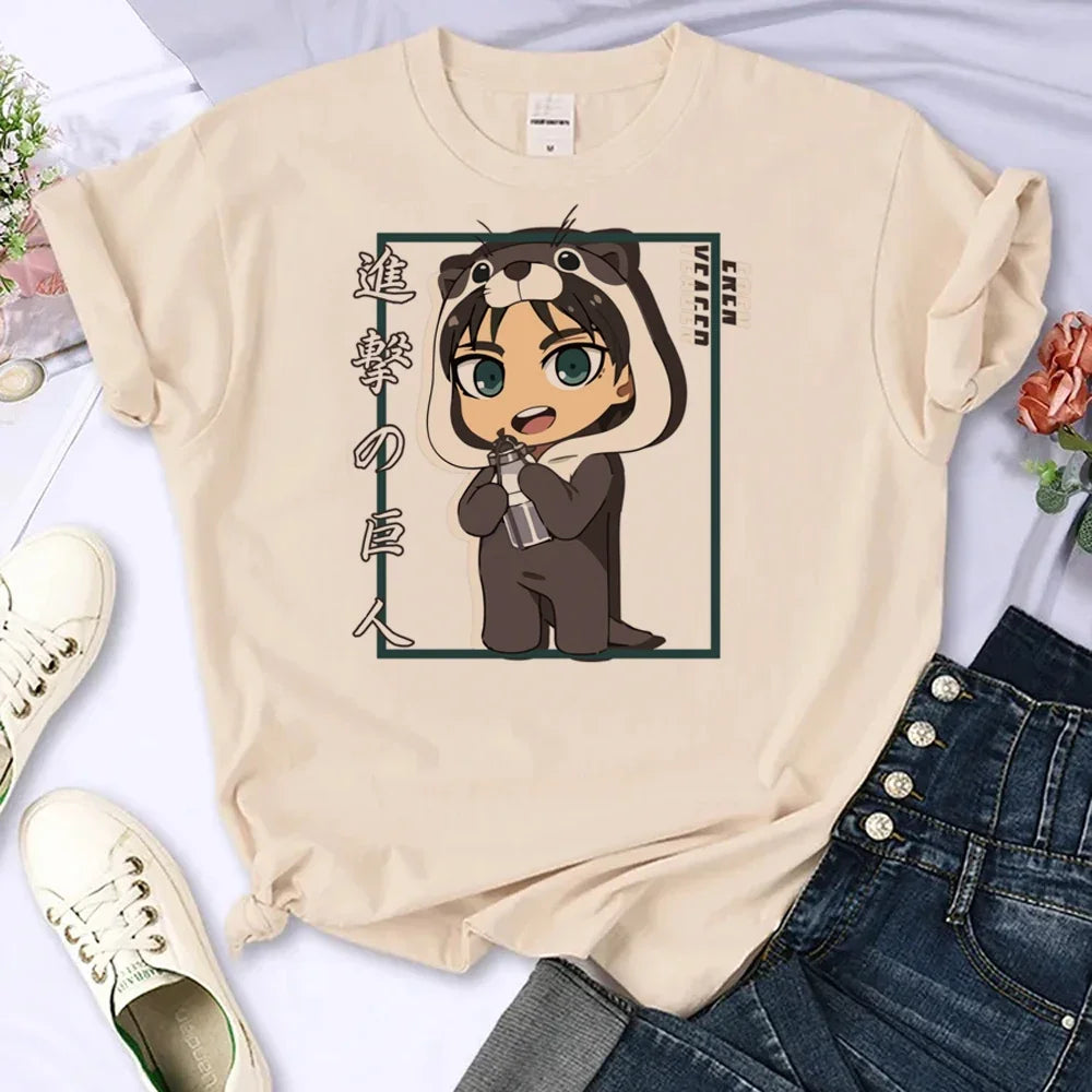 Attack on Titan Eren & Mikasa Graphic T-Shirt – Oversized Unisex Cotton Anime Streetwear Tee Collection