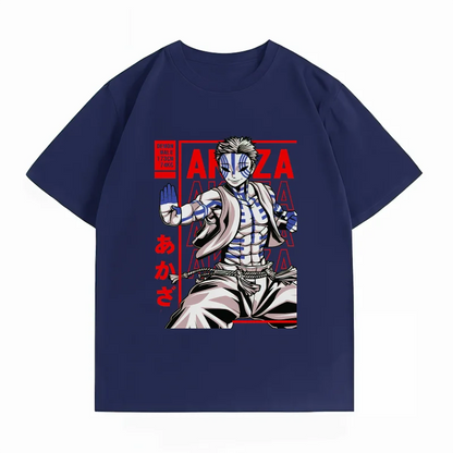 Demon Slayer Akaza Anime T-Shirt – 100% Cotton Casual Graphic Summer Tee