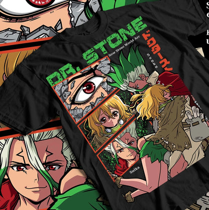 Dr. Stone Senku Ishigami, Taiju Oki & Ryusui Anime T-Shirt – Manga Graphic Tee