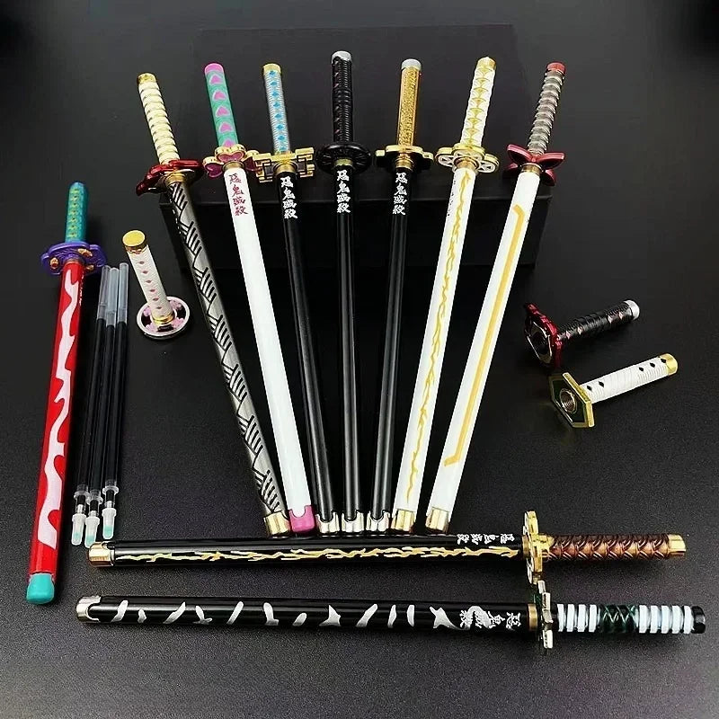 Demon Slayer Sword Gel Pen – 17 Anime Character Styles, 0.5mm Black Ink Cosplay Stationery