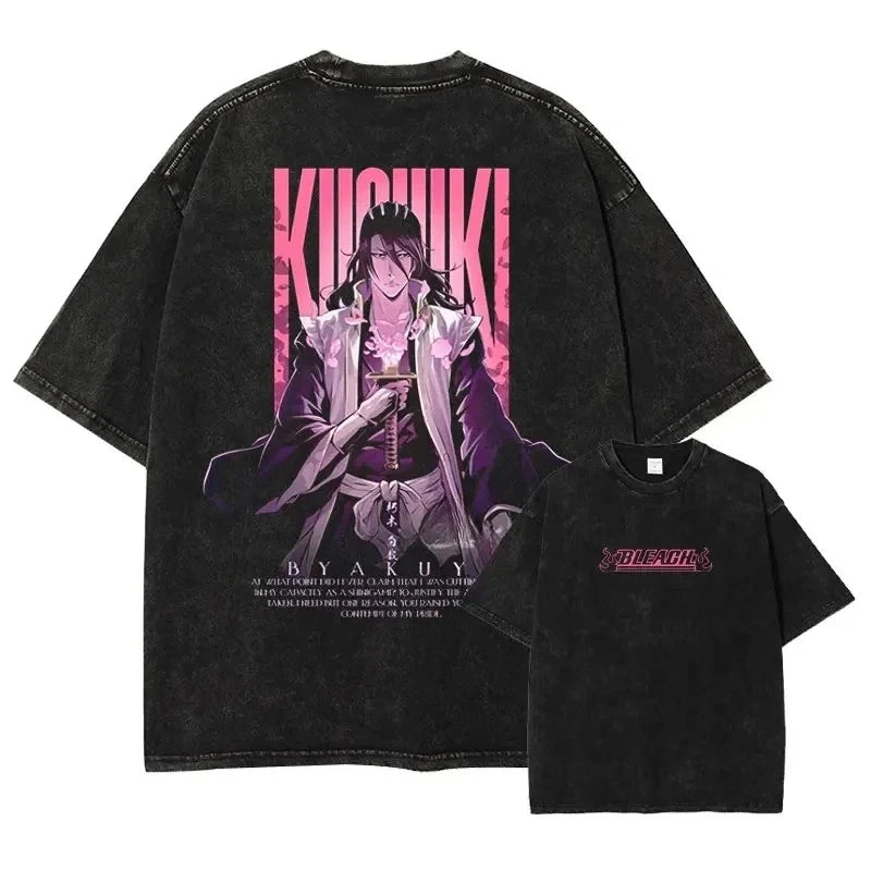 BLEACH Vintage Washed Oversized T-Shirt – Unisex Y2K Anime Streetwear Tee