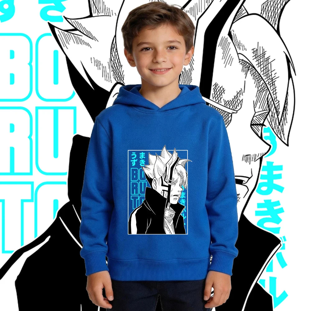 BORUTO Kids Fleece-Lined Hoodie – Warm Anime Pullover for Boys & Girls