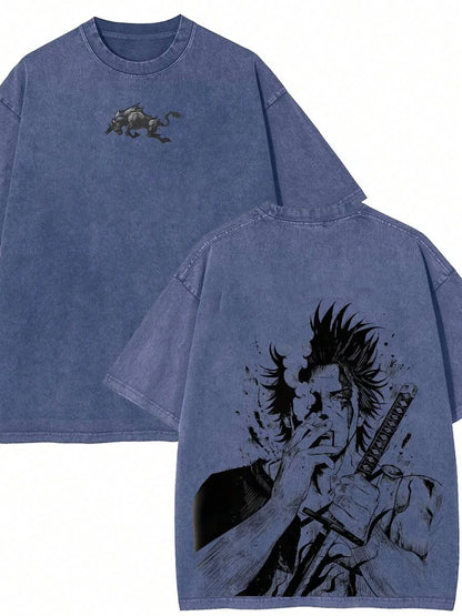 Black Clover Yami Sukehiro Vintage Washed Graphic T-Shirt – Oversized Unisex Cotton Anime Streetwear Tee
