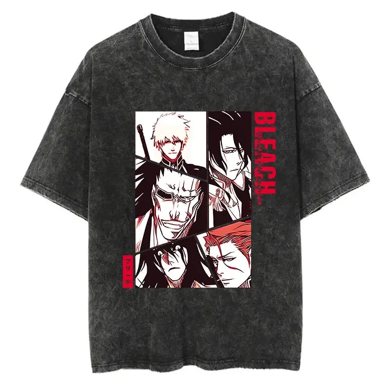 BLEACH Vintage Washed Oversized T-Shirt – Unisex Retro Anime Streetwear Tee
