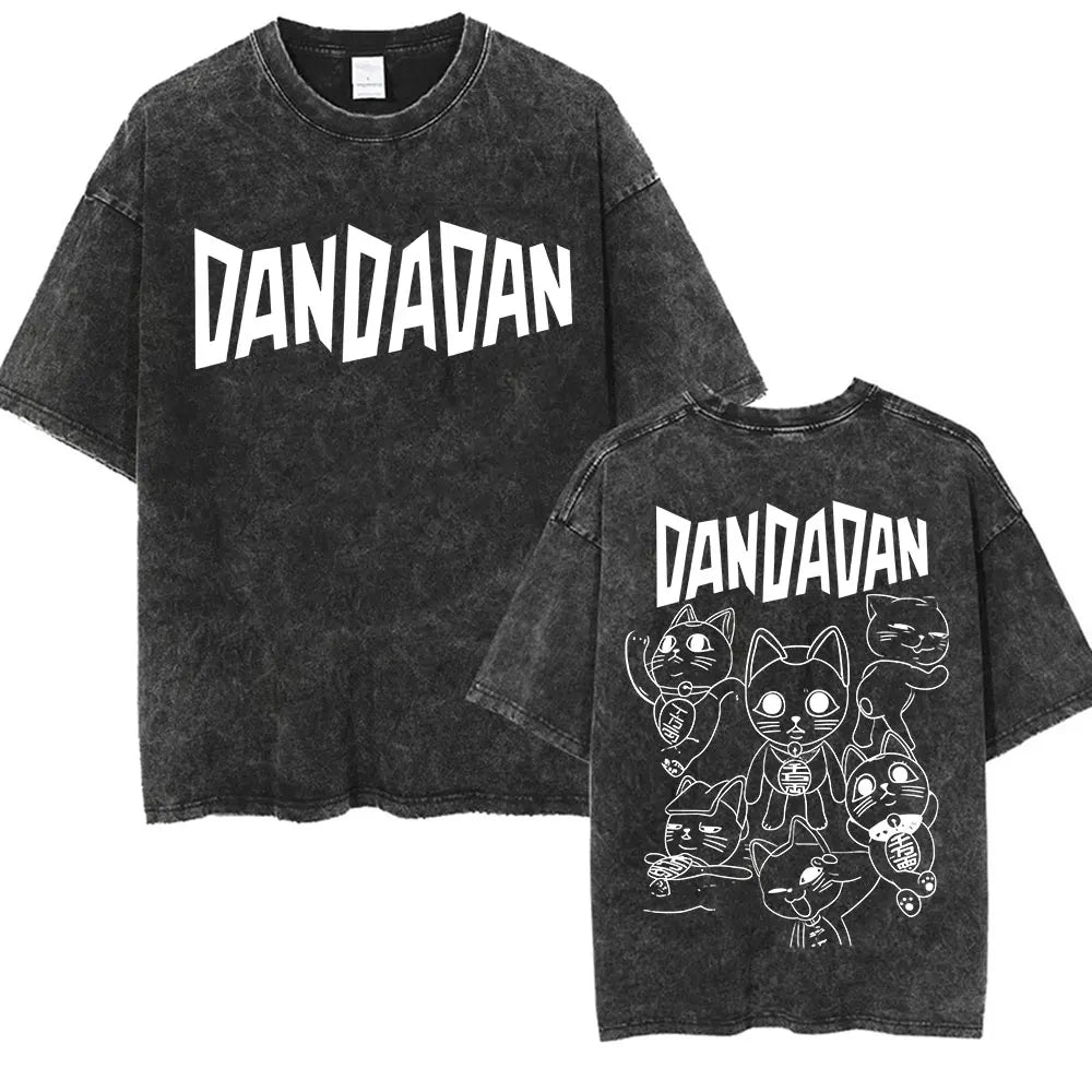 DAN DA DAN Okarun Vintage Washed T-Shirt – Loose Unisex Anime Streetwear Tee Collections