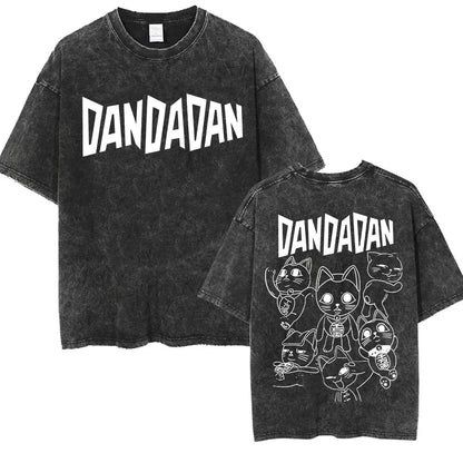 DAN DA DAN Okarun Vintage Washed T-Shirt – Loose Unisex Anime Streetwear Tee Collections