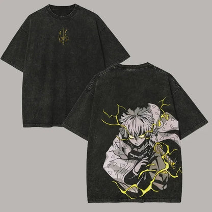 2026 New Demon Slayer Agatsuma Zenitsu Graphic Quality T-Shirt Men and Women Cotton Vintage Washed Print Streetwear Sports Tops