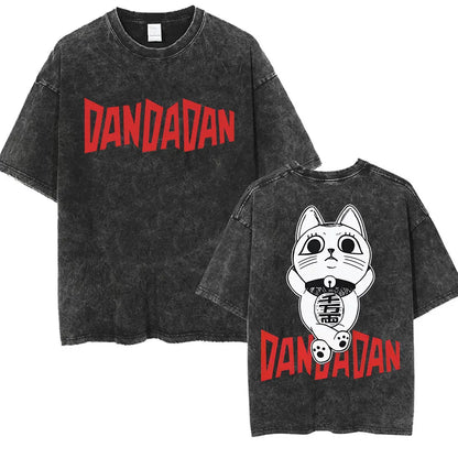 DAN DA DAN Okarun Vintage Washed T-Shirt – Loose Unisex Anime Streetwear Tee Collections
