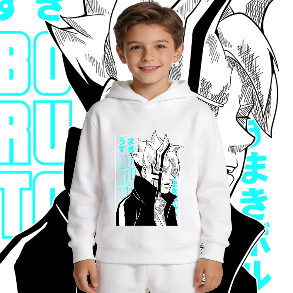 BORUTO Kids Fleece-Lined Hoodie – Warm Anime Pullover for Boys & Girls