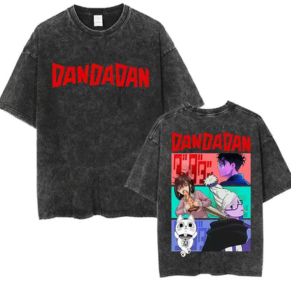 DAN DA DAN Okarun Vintage Washed T-Shirt – Loose Unisex Anime Streetwear Tee Collections