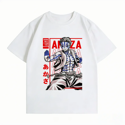 Demon Slayer Akaza Anime T-Shirt – 100% Cotton Casual Graphic Summer Tee