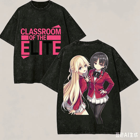 Classroom of the Elite Vintage Washed T-Shirt – Oversized Unisex Harajuku Anime Tee