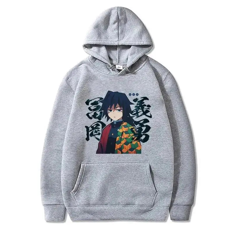 Demon Slayer Giyu Tomioka Anime Hoodie – Unisex Japanese Graphic Streetwear Sweatshirt