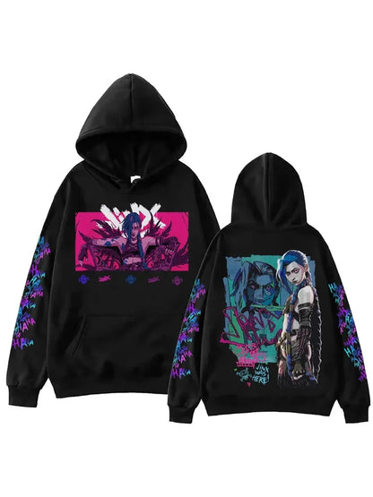 Hot Anime Jinx-Arcane Hoodie Harajuku Hip Hop Pullover Tops Popular Music Sweatshirt Fans Gift