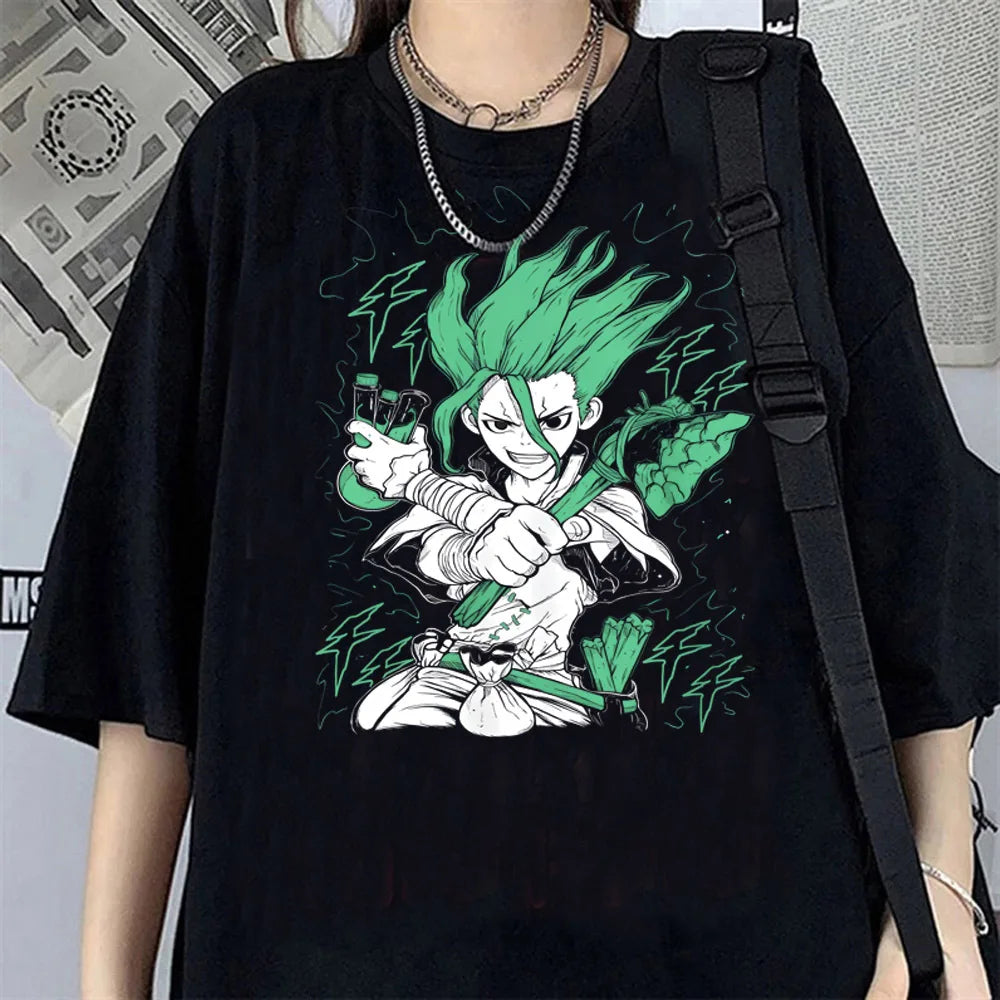 Dr. Stone Vintage Anime T-Shirt – Kawaii Pastel Streetwear Graphic Tee