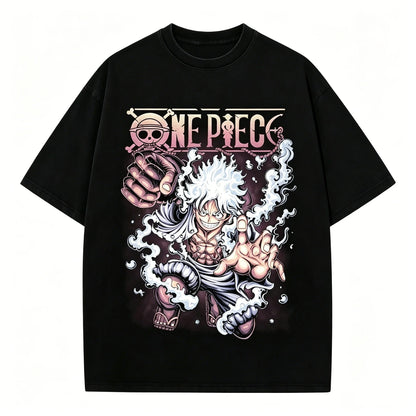 One Piece Gear 5 Luffy Sun God Nika Oversized Graphic Tee Unisex Cotton Anime Streetwear Summer Casual Top