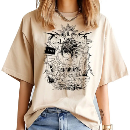 Death Note Psychedelic Y2K T-Shirt – Gothic Harajuku Anime Streetwear Tee