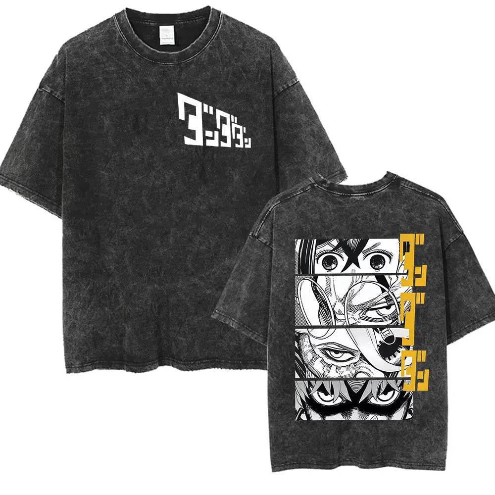 DAN DA DAN Okarun Vintage Washed T-Shirt – Loose Unisex Anime Streetwear Tee Collections