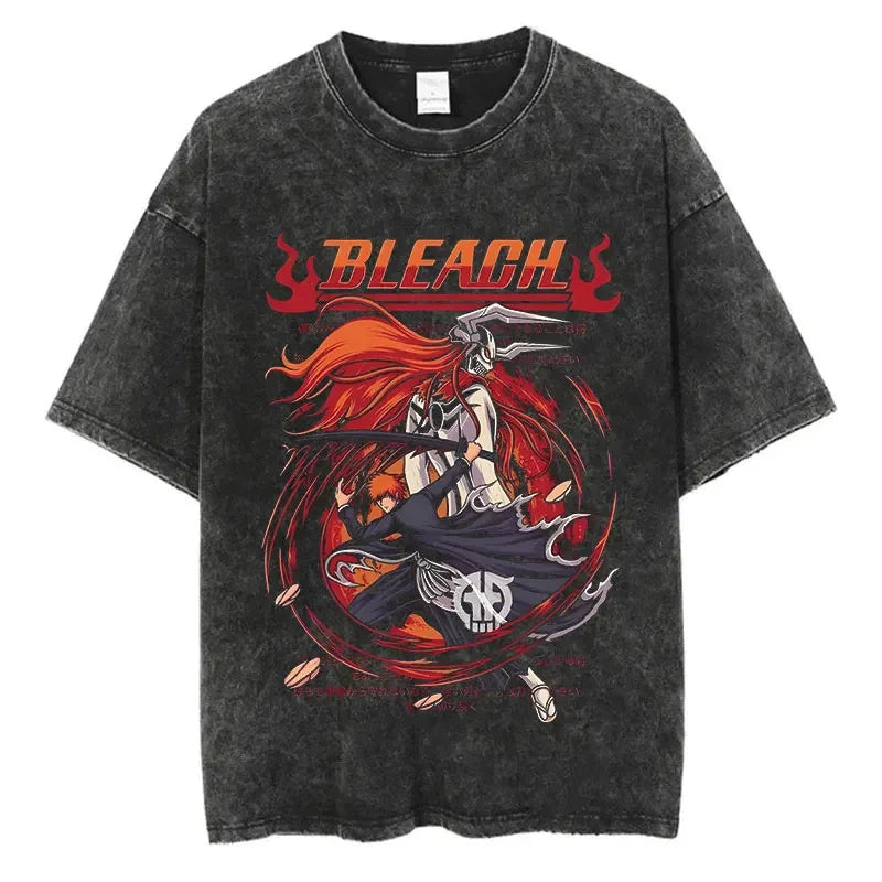 BLEACH Vintage Washed Oversized T-Shirt – Unisex Retro Anime Streetwear Tee