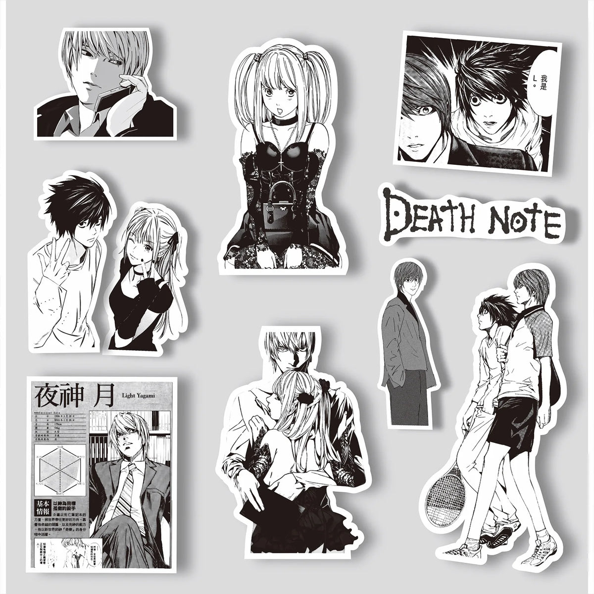 Death Note 65-Piece Anime Sticker Pack – Black & White Manga Decals
