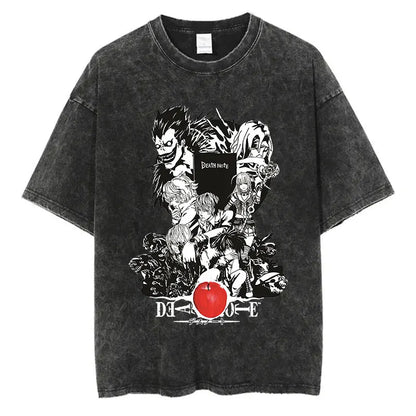 Death Note Vintage Washed T-Shirt – Oversized Unisex Harajuku Anime Tee