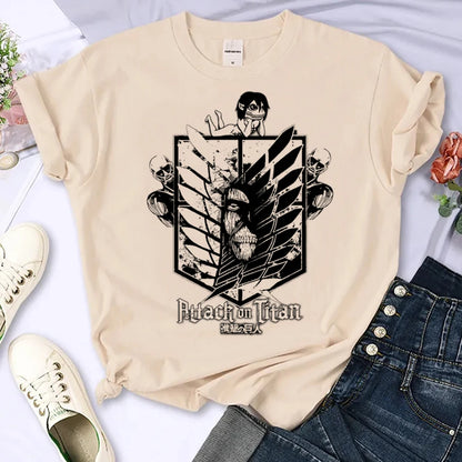 Attack on Titan Eren & Mikasa Graphic T-Shirt – Oversized Unisex Cotton Anime Streetwear Tee Collection