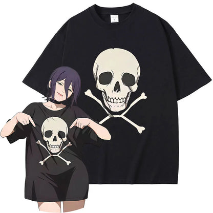 Chainsaw Man Reze Skeleton T-Shirt – Oversized Vintage Anime Streetwear Tee