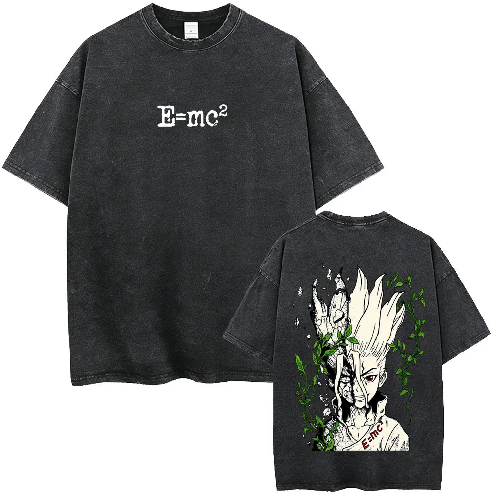 Dr. Stone Senku Ishigami Vintage Washed T-Shirt – Unisex Oversized Manga Graphic Tee