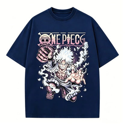 One Piece Gear 5 Luffy Sun God Nika Oversized Graphic Tee Unisex Cotton Anime Streetwear Summer Casual Top