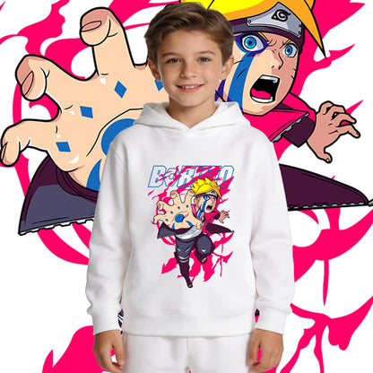 BORUTO Kids Fleece Hoodie – Boys & Girls Warm Anime Pullover Sweatshirt