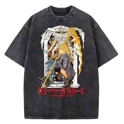 Death Note Vintage Washed T-Shirt – Unisex Harajuku Anime Streetwear Tee