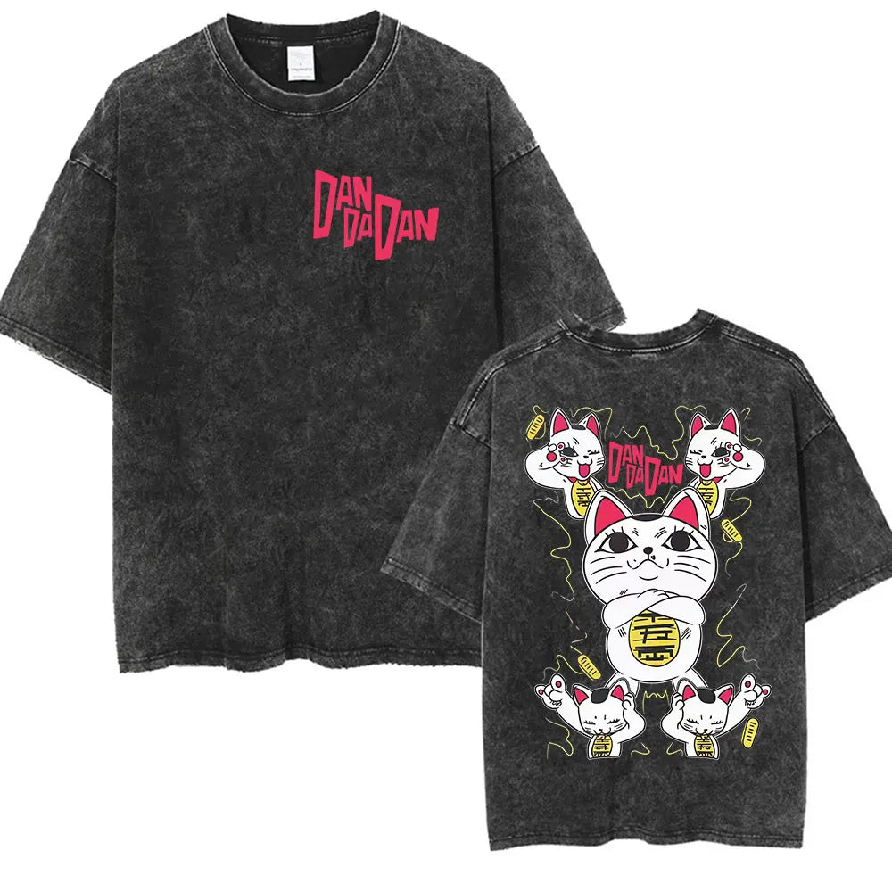 DAN DA DAN Okarun Vintage Washed T-Shirt – Loose Unisex Anime Streetwear Tee Collections