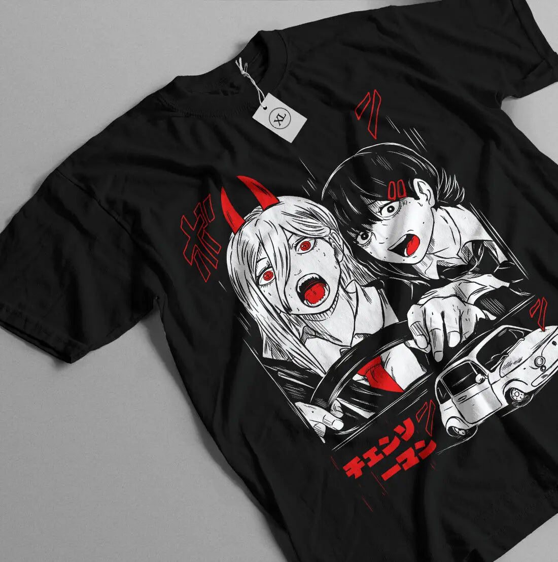 Chainsaw Man Denji & Power Graphic T-Shirt – Unisex Black Anime Tee