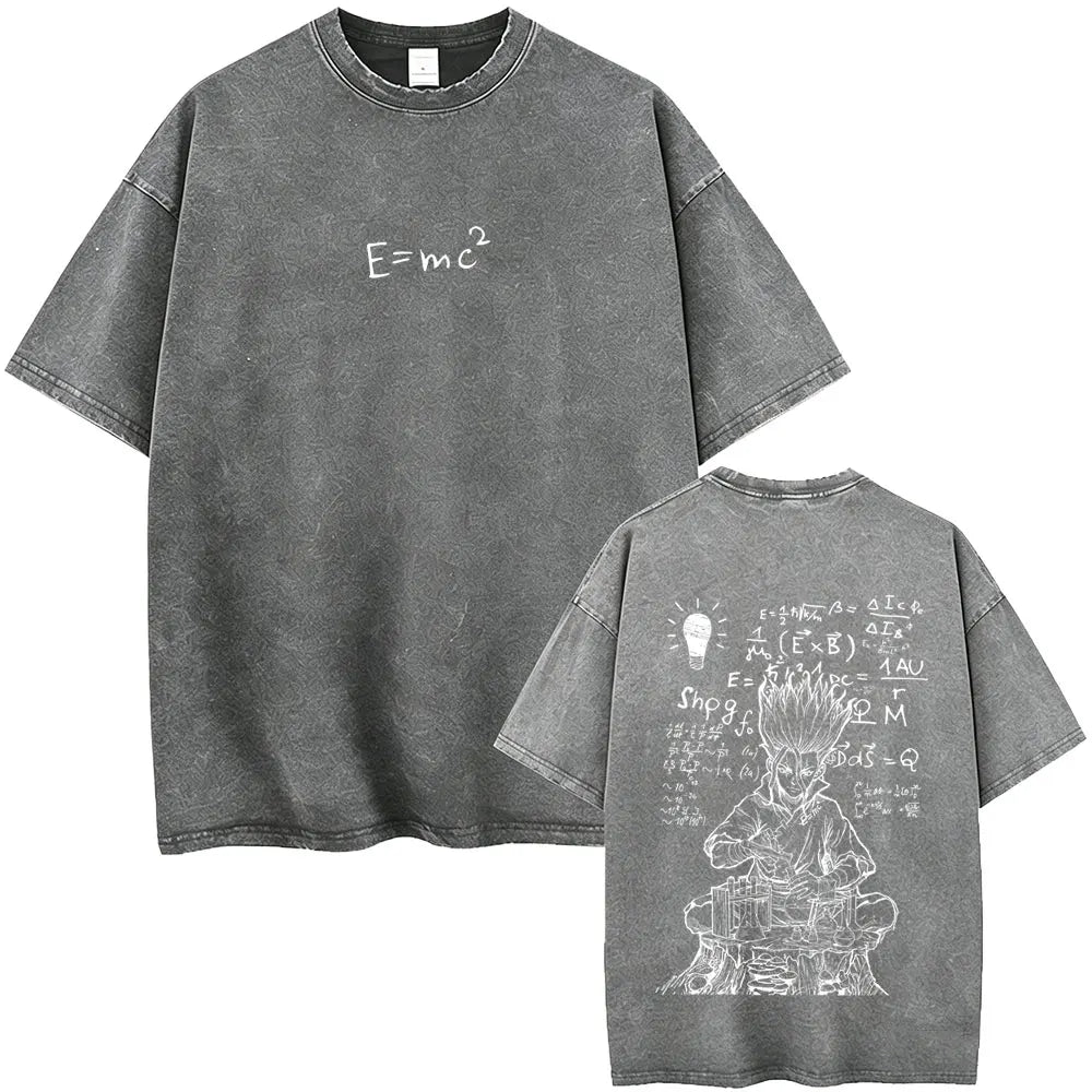 Dr. Stone Senku Ishigami Vintage Washed T-Shirt – Unisex Oversized Manga Graphic Tee