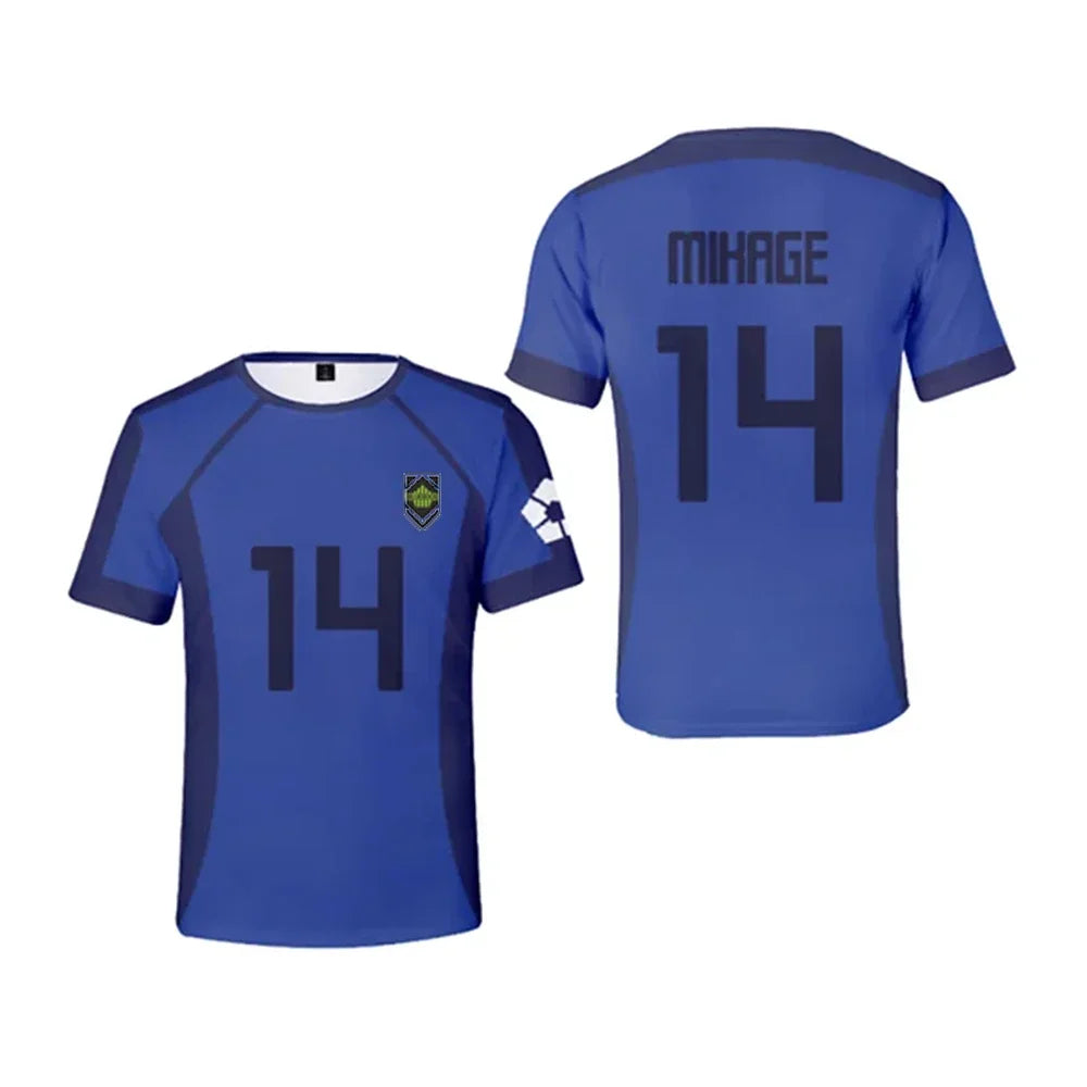 Blue Lock Anime Football Jersey T-Shirt – Isagi, Chigiri & Bachira Cosplay Tee