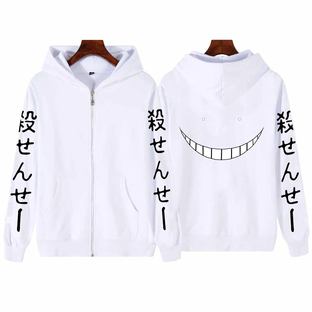 Anime Assassination Classroom Korosensei Print Hooded Men Women Manga Zip Up Hoodies Casual Sweatshirt Harajuku Zipper Jacket