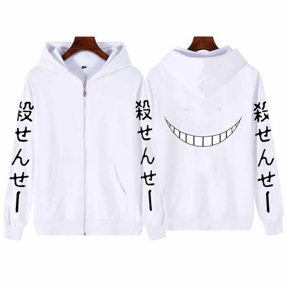 Anime Assassination Classroom Korosensei Print Hooded Men Women Manga Zip Up Hoodies Casual Sweatshirt Harajuku Zipper Jacket