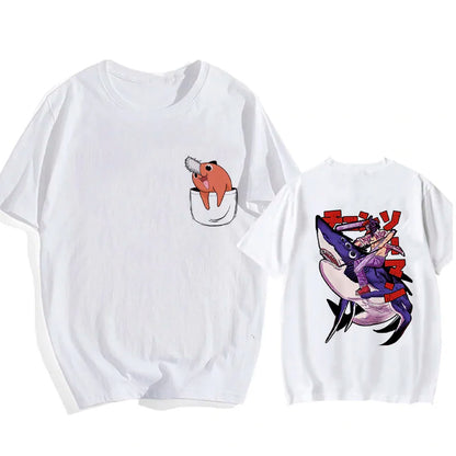 Chainsaw Man 90s Retro Anime T-Shirt – Pochita & Makima Harajuku Graphic Tee