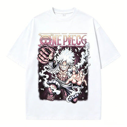 One Piece Gear 5 Luffy Sun God Nika Oversized Graphic Tee Unisex Cotton Anime Streetwear Summer Casual Top