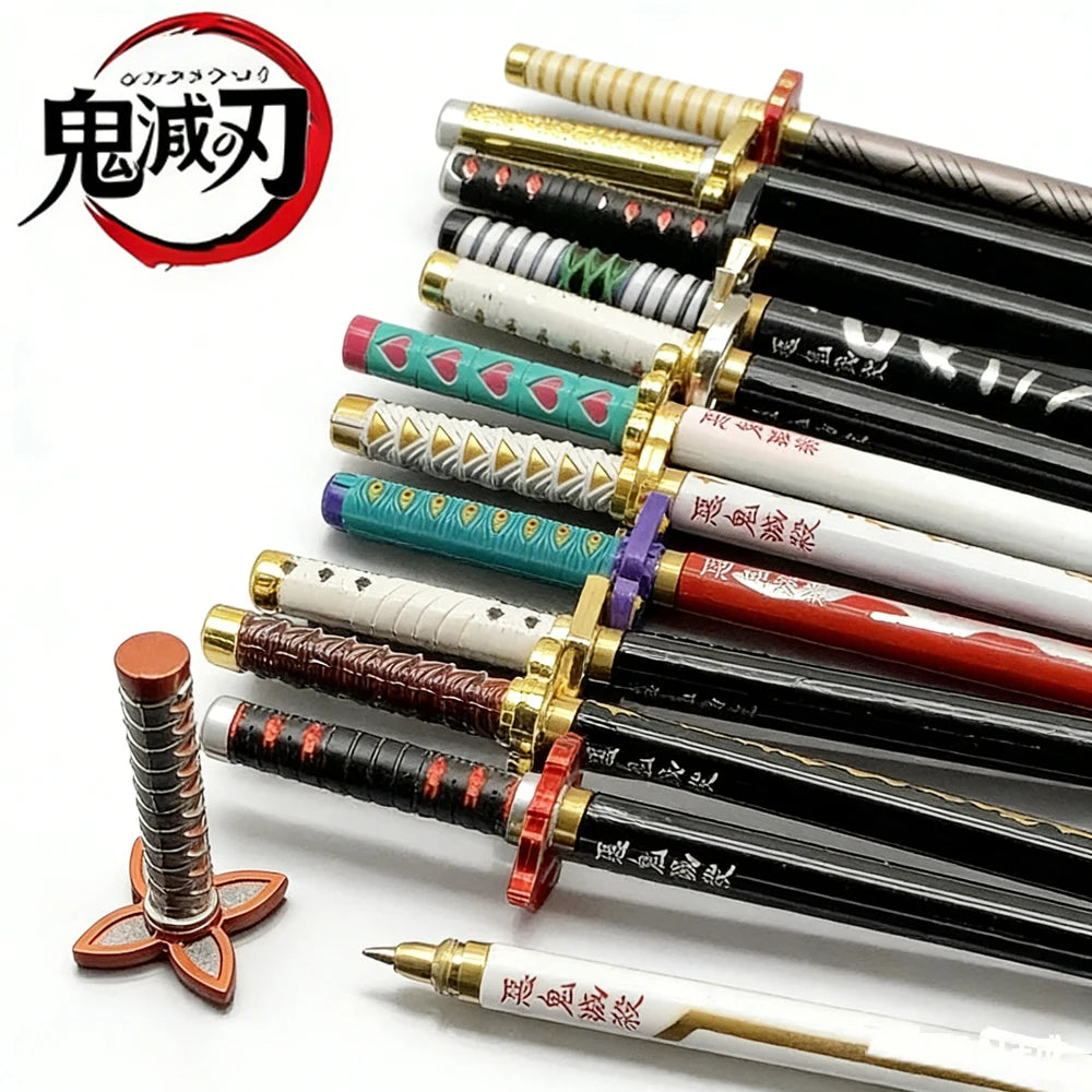 Demon Slayer Sword Gel Pen – 17 Anime Character Styles, 0.5mm Black Ink Cosplay Stationery