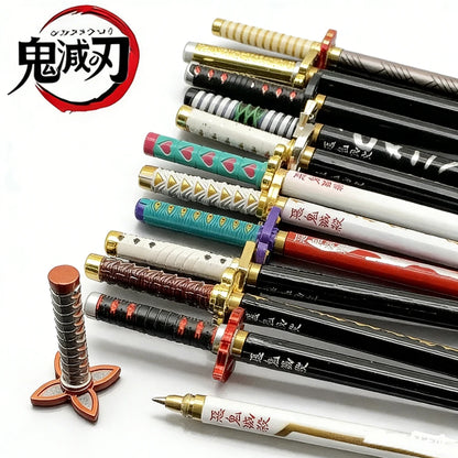 Demon Slayer Sword Gel Pen – 17 Anime Character Styles, 0.5mm Black Ink Cosplay Stationery