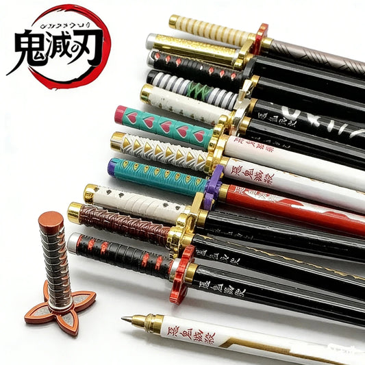 Demon Slayer Sword Gel Pen – 17 Anime Character Styles, 0.5mm Black Ink Cosplay Stationery