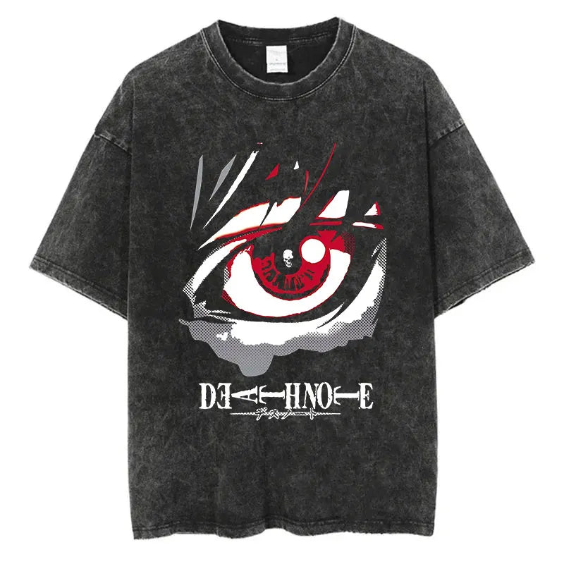 Death Note Vintage Washed T-Shirt – Oversized Unisex Harajuku Anime Tee