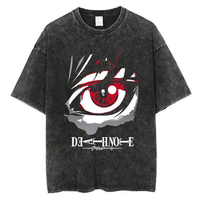 Death Note Vintage Washed T-Shirt – Oversized Unisex Harajuku Anime Tee