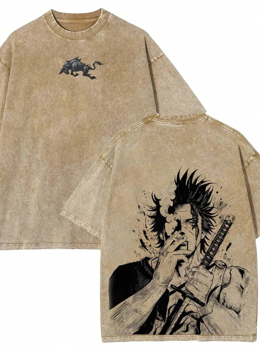 Black Clover Yami Sukehiro Vintage Washed Graphic T-Shirt – Oversized Unisex Cotton Anime Streetwear Tee