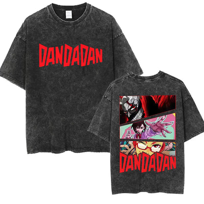 DAN DA DAN Okarun Vintage Washed T-Shirt – Loose Unisex Anime Streetwear Tee Collections